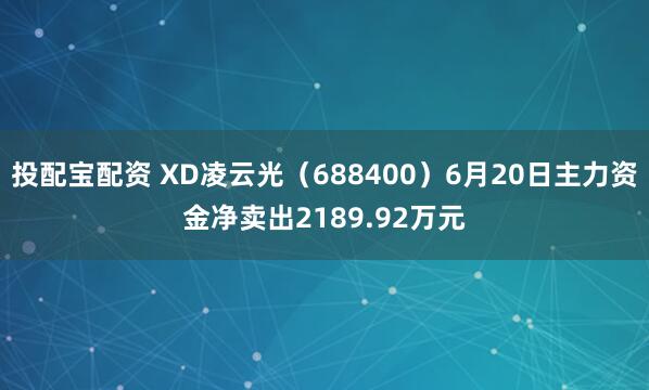 投配宝配资 XD凌云光（688400）6月20日主力资金净卖出2189.92万元